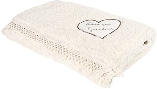 Pavilion Gift Company - Love You Grandma - 42x50 Inch Super Soft Sherpa Tassel Fringe Blanket Wrapped in A Ribbon with A Handle - style: Love you Grandma