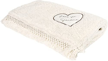 Pavilion Gift Company - Love You Grandma - 42x50 Inch Super Soft Sherpa Tassel Fringe Blanket Wrapped in A Ribbon with A Handle - style: Love you Grandma