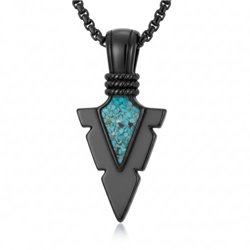 Arrowhead Necklace 925 Sterling Silver Arrow Pendant Necklace Jewelry Gifts for Men Women Lover - color: Black-A06