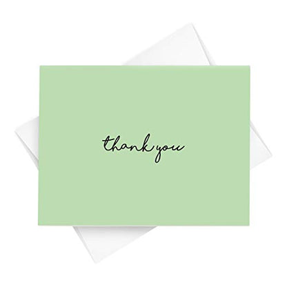 Baby Thank You Card – Elegant Light Green Mint Greeting for Birthdays, Baby Showers, Weddings, Business – White Blank Interior | 4.25 x 5.5” | Set of 25 Cards & 25 Envelopes - color: Mint Green