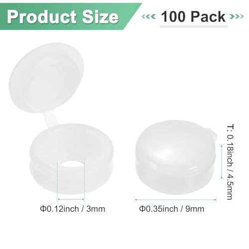 M METERXITY 100-Pack Plastic Hinged Screw Cover Caps, 3mm Shutter Screws with Caps, Fold Snap Washer Covers, Washer Flip Protection Covering M3 M4 M5 Screws Heads [White] - color: White, size: 3mm