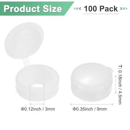 M METERXITY 100-Pack Plastic Hinged Screw Cover Caps, 3mm Shutter Screws with Caps, Fold Snap Washer Covers, Washer Flip Protection Covering M3 M4 M5 Screws Heads [White] - color: White, size: 3mm