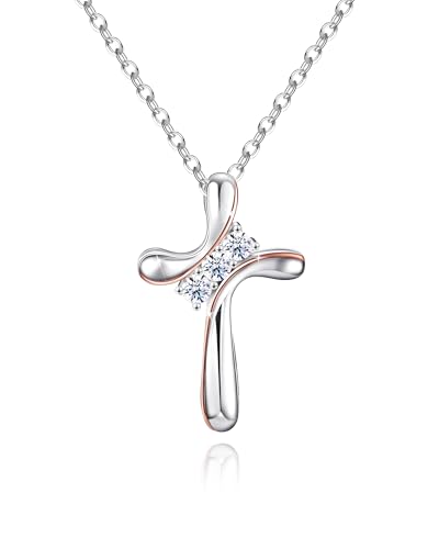 ACECHA Silver Cross Necklace for Women, Cubic Zirconia Pendant - color: CZ Cross 00