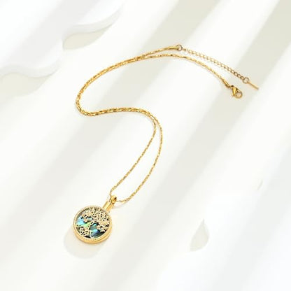 Tree of Life Teardrop Urn Necklace for Ashes Teardrop Crystal Cremation Jewelry Celtic knot Ashes Pendant Stainless Steel Keepsake Memorial Jewelry for Women Men - color: B-Gold