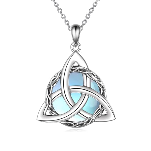 WINNICACA Celtic Knot Necklace 925 Sterling Silver Celtic Pendant Irish Urn Necklace Jewelry Birthday Anniversary Valentine's Day Gifts for Her Women Wife Girlfriend Daughter - style: 1-Celtic Knot Necklace(Moonstone)