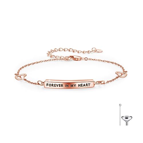 TUGHRA Urn Bracelet Cremation Jewelry for Ashes for Women 925 Sterling Silver Memorial Bracelet for Human Ashes Of Loved Ones Jewelry Gifts Sympathy Gift for Loss Loved One - color: C-Rose Gold