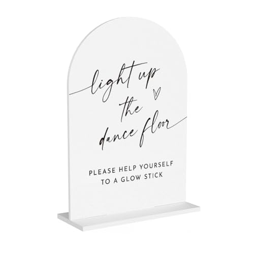 Light Up Dance Floor Let Love Glow Sign Wedding, Glow Sticks Wedding Sign Engagement Bridal Shower Bachelorette Party Ceremony Reception Event Acrylic Decor 5"x7" - color: Dance