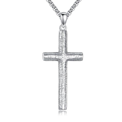 925 Sterling Silver Cross Necklace for Men & Women Crucifix Jesus/Cross Pendant with 22"+2" Stainless Steel Chain Jewelry Gift for Christmas, Father's Day, Mother's Day, Birthday-Gift Box Included - style: A01 Cross