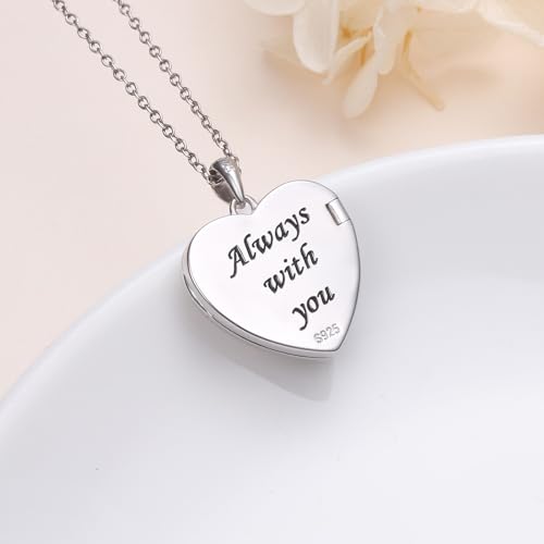 DAOCHONG Heart Locket Necklace Photo Memory Jewelry for Women | Sterling Silver Cremation Pendant | Holds 2 Photos | Keepsake for Women Mom Grandma Daughter | Memorial for Loved Ones & Pets - style: Dog Photo Locket Necklaces