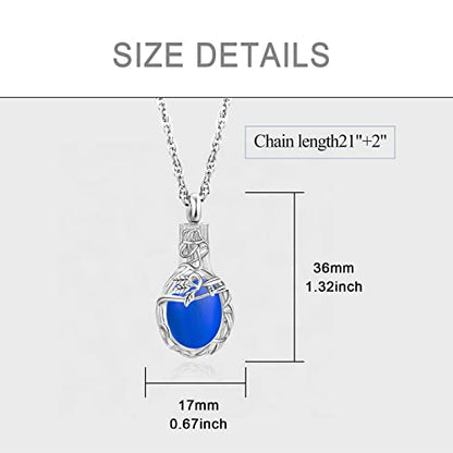 Gredstar Tree of Life Urn Necklace for Ashes, Birthstone Memorial Pendant | Teardrop Design, Love Symbol Detail, 12 Birthstone Colors, Stainless Steel, Ashes Holder, Funnel Kit Included - color: September