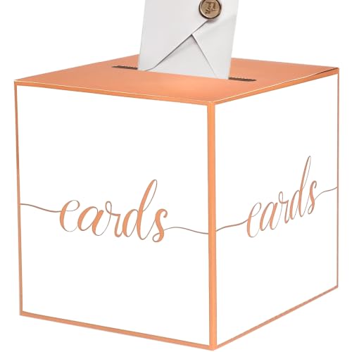 Orange Card Box for Party, Baby Shower, Graduation, Thanksgiving | Box for Cards, Envelope, Raffle Ticket Receiving; 8.7 x 8.7 x 8.7 Inch Gift Card Box for Thanksgiving Party Decoration - color: Orange Trim