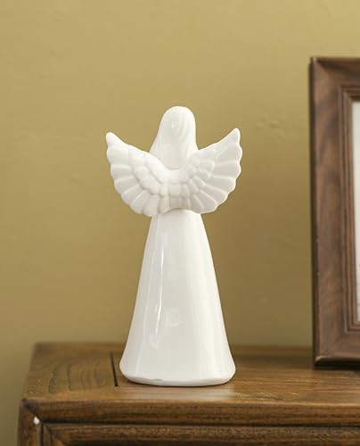 ADAVAS.Y&G Lighted Angel Figurine with Flowers – Ceramic Angel Night Light – LED Memorial Angel Statue – Christian Gift for Women, Mom, Grandma, Sympathy or Mother’s Day - color: Green