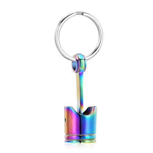 Car Parts Stainless Steel Piston Cremation Urn Necklace For Men Keepsake Memorial Jewelry Hold Ashes - color: Blue-Keychain
