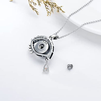 SOULMEET Cremation Jewelry for Ashes, Sterling Silver Urn Necklace for Ashes Women Men, Cherish Memories Cremation Jewelry to Keep Someone Near to You - color: K-Oxidation black Evil Eye