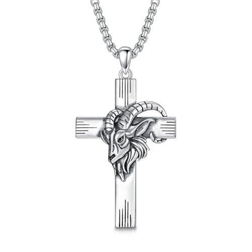 PROESS Cross Necklace for Women Men Sterling Silver Rose/Sunflower Cross Pendant Religious Jewelry Christmas Birthday Mothers' Day Gifts - color: 01-02-Aries