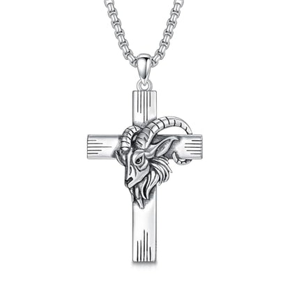 PROESS Cross Necklace for Women Men Sterling Silver Rose/Sunflower Cross Pendant Religious Jewelry Christmas Birthday Mothers' Day Gifts - color: 01-02-Aries