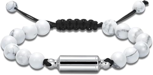 Hearbeingt Cremation Jewelry Urn Bracelet for Ashes Braided Rope Beads - color: White-2