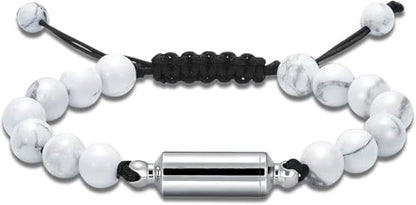 Hearbeingt Cremation Jewelry Urn Bracelet for Ashes Braided Rope Beads - color: White-2