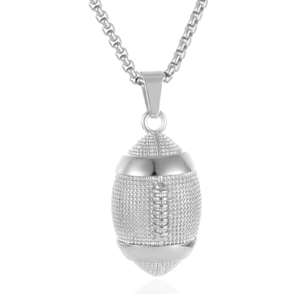 America Football Urn Necklace For Ashes For Men Stainless Steel Rugby Cremation Jewelry Hold Human Ashes Keepsake Neckace Engravable Memorial Of Loved Ones - color: Silver
