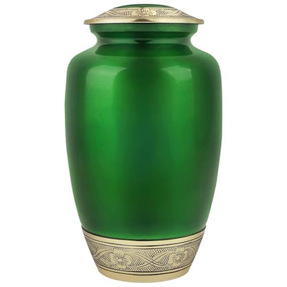 CLEENTABLE Large Cremation Urn for Human Ashes, Green Gold, 200 lb - color: Green, size: Pearl Crackle - 7x11"