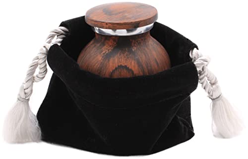 Walnut Finish Keepsake Urns – 4‑Pack Keepsake Urns for Ashes | Metal with Wood‑Grain Finish, Felted Bottom, Mini Memorial Urns Set - color: Walnut