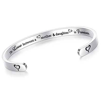 SAM & LORI Personal Bracelets for Teens/Women-Inspirational Jewelry Gifts (Various Designs) for Daughter/Sister/Mom/Friends-Adjustable Bracelet in a Pretty Gift Box - style: 2-Daughter Mom-The love between ...forever