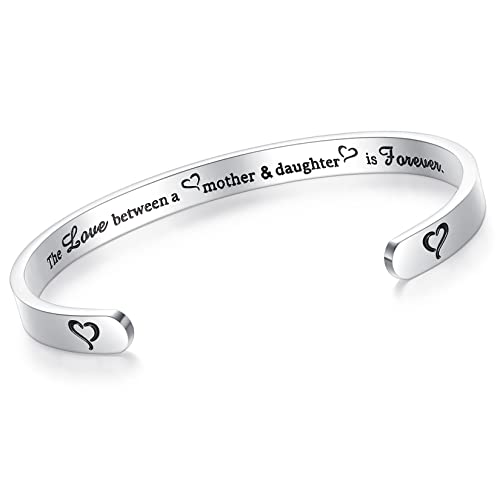 SAM & LORI Personal Bracelets for Teens/Women-Inspirational Jewelry Gifts (Various Designs) for Daughter/Sister/Mom/Friends-Adjustable Bracelet in a Pretty Gift Box - style: 2-Daughter Mom-The love between ...forever