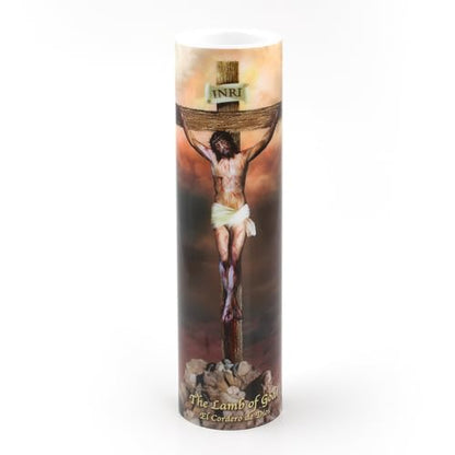 Crucifixion - Lamb of God, LED Flameless Devotional Prayer Candle
