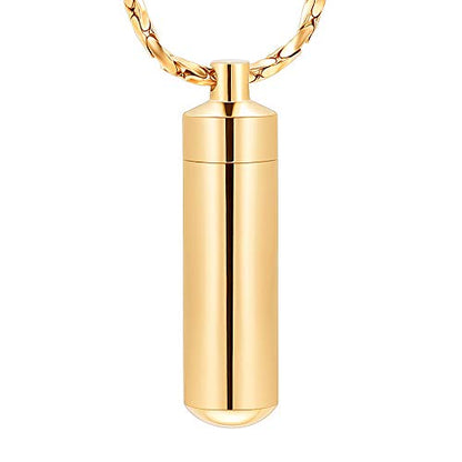 Imrsanl Cremation Jewelry for Ashes Pendant Urn Necklace Cylinder with Glass Vial Keepsake Ashes Memorial Jewelry - color: Gold