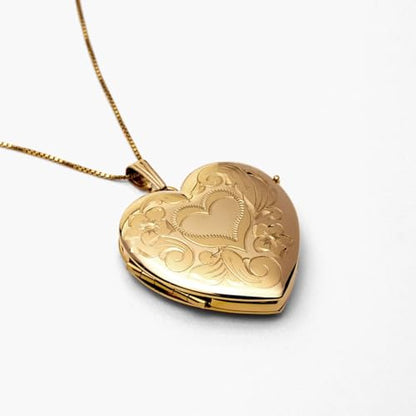 PicturesOnGold.com Personalized 14K Yellow Gold 4-Page Heart Photo Locket - style: Locket + 4 Photos