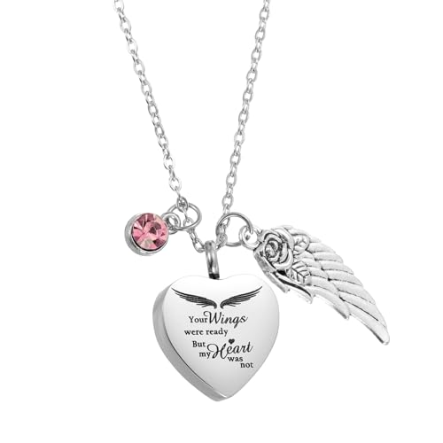 uxcell Cremation Necklace for Ashes with Stones, Urn Ash Memorial Cremation Necklaces Waterproof Keepsake Pendant with Funnel Kit for Ashes of Loved Ones, Pet (Pink) - color: Pink