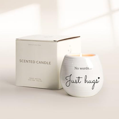 Sympathy Gifts for Loss of Loved One - No Words Just Hugs Candle | 10oz Lavender Scented Candle, Memorial Gifts, Bereavement, Grief, Thinking of You, Get Well, Condolence Candle for Women