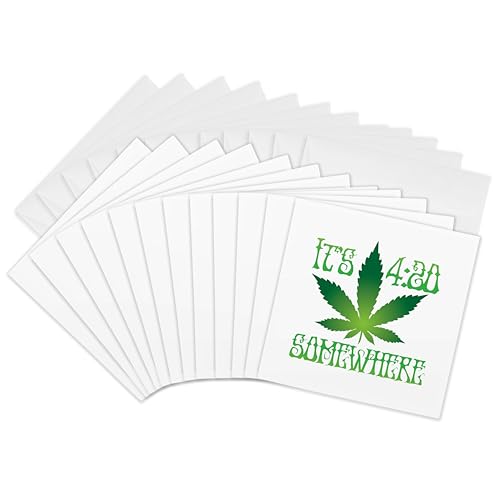 3dRose Greeting Cards - Its 420 Somewhere - 12 Pack - Marijuanna Funny - size: 12 Greeting Cards with envelopes
