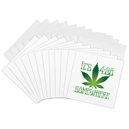 3dRose Greeting Cards - Its 420 Somewhere - 12 Pack - Marijuanna Funny - size: 12 Greeting Cards with envelopes