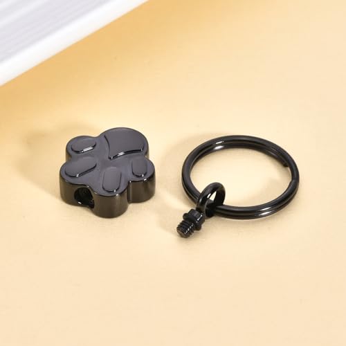 RIPFEVURN Pet Cremation Jewelry Dog Cat Paw Urn Keychain for Ashes for Women Men Memorial Keepsake Pendant - color: Black-2