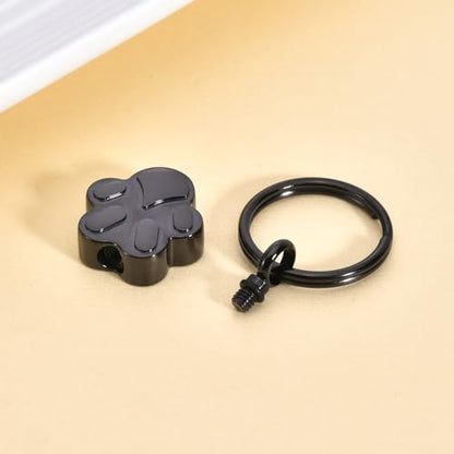 RIPFEVURN Pet Cremation Jewelry Dog Cat Paw Urn Keychain for Ashes for Women Men Memorial Keepsake Pendant - color: Black-2