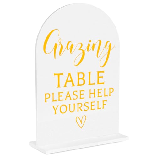 Wedding Sign Decor, Grazing Table Sign for Reception Event Party, Bridal Shower Decorations, Wedding Table Acrylic Signs Accessories for Anniversary and Event 5x7 Inch - color: GoldAmazing
