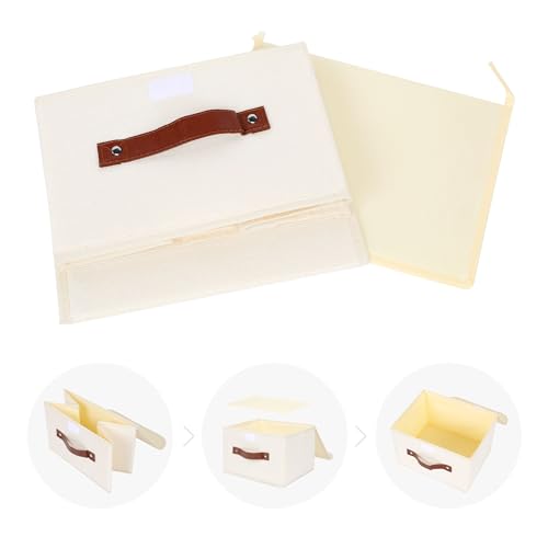 ANMINY Fabric Storage Box Bins with Lids, Beige, 10"x8"x7", 2 Pack - color: Beige, size: Small (Pack of 2)