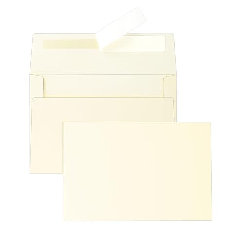 Silunkia 20 Packs Cream Blank Flat Note Cards and Envelopes 5 x 7 | Heavyweight Single Panel Cardstock and A7 Envelopes Printable Self Seal for Wedding Invitations, Thank You Cards - color: Cream, size: 5x7-20pcs