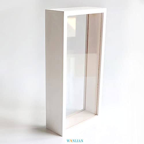 Shadow Box Frame,Wooden Double-Sided High-Definition Plexiglass Storage Box, DIY Display Box, Suitable for Dried Flowers, Specimens, Handicrafts, Baby Souvenirs and Photos (White) - color: White