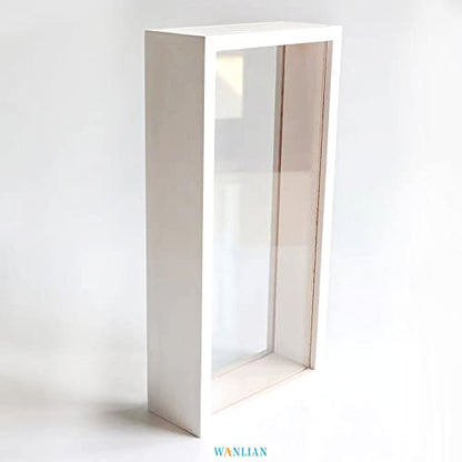 Shadow Box Frame,Wooden Double-Sided High-Definition Plexiglass Storage Box, DIY Display Box, Suitable for Dried Flowers, Specimens, Handicrafts, Baby Souvenirs and Photos (White) - color: White