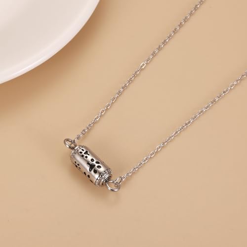 Pet Cremation Jewelry Stainless Steel Paw Print Tube Urn Necklace For Cat Dog Ashes Necklace For Women Keepsake With Filling Kits - color: Necklace
