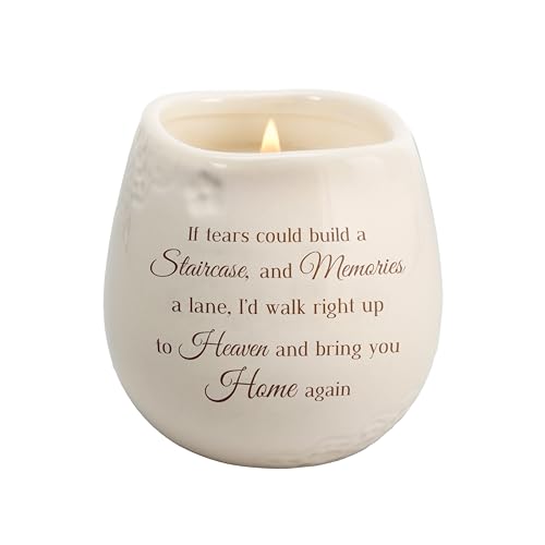 Pavilion Gift Company - Staircase to Heaven 8 oz Bereavement Candle, Memorial Gifts for Loss of Mother Father Friend Loved One, Remembrance, Condolences, Sympathy, 1 Count, Cream - style: Modern