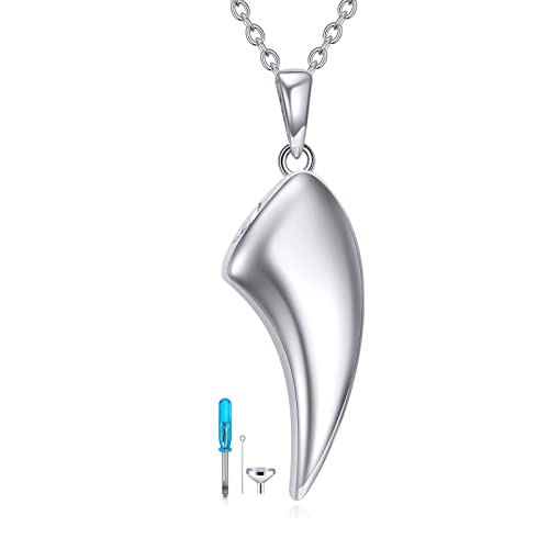 VONALA Urn Necklace Sterling Silver Memorial gifts for Ashes Keepsake Jewelry - style: Wolf Tooth