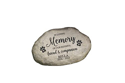 Personalization Universe Faithful Companion Personalized Pet Memorial Garden Stone - Outdoor Decorative Stepping Stone, Engraved with Pet's Name and Memorial Years, Ideal for Garden, Stones