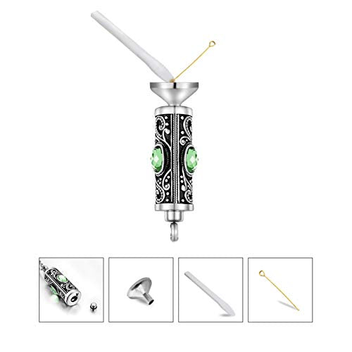 XIUDA Crystal Cremation Urn Necklace for Ashes Keepsake Stainless Steel Memorial Pendant with Flower - color: Light Green