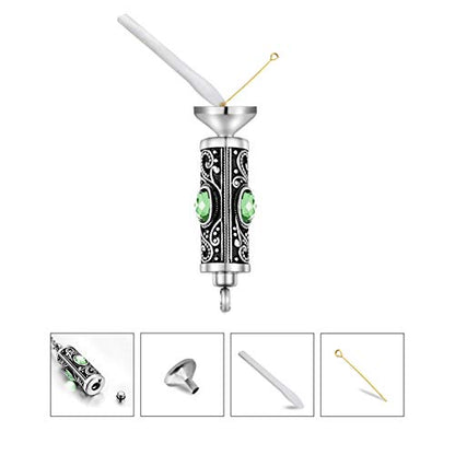 XIUDA Crystal Cremation Urn Necklace for Ashes Keepsake Stainless Steel Memorial Pendant with Flower - color: Light Green