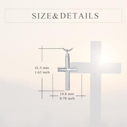 925 Sterling Silver Cross Necklace for Men & Women Crucifix Jesus/Cross Pendant with 22"+2" Stainless Steel Chain Jewelry Gift for Christmas, Father's Day, Mother's Day, Birthday-Gift Box Included - style: C02 Cross Urn