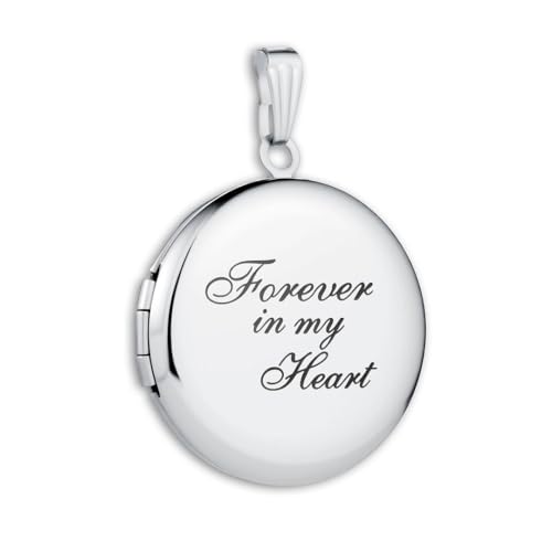 Adabele 5pcs Surgical Stainless Steel Living Memory Floating Locket Oval Round Heart Pendants Tarnish Free Waterproof Hypoallergenic for DIY Craft Jewelry Making - style: 28mm Round - Forever in My Heart