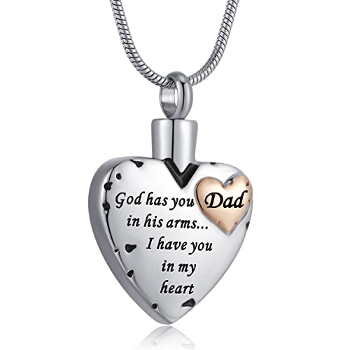 Heart Urn Necklace for Ashes Women Men Cremation Jewelry for Ashes Cremation Necklace In Memory of Loved One Grandpa Grandma Dad Mom Uncle Aunt Brother Sister Daughter Son - style: Dad